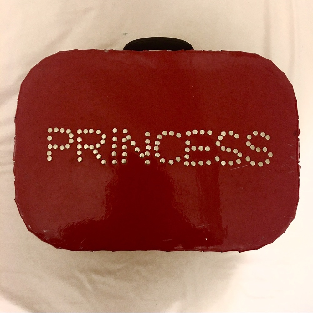 Vintage 1960s Faux Leather Luggage w Stud Detail
